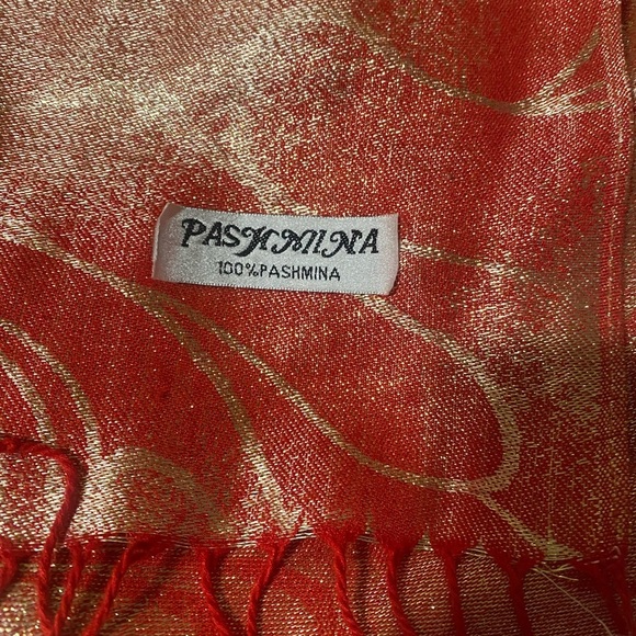 Elegant Red and Gold Scarf - Picture 5 of 6